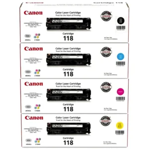 Kit toner Canon 118 original CMYK cuatro cartuchos sellados frontal