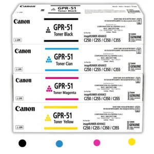 Kit tóner Canon GPR-51 CMYK original cuatro cartuchos sellados vista frontal