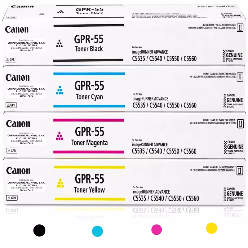 Kit de toner Canon GPR-55 original negro cian magenta amarillo para imageRUNNER ADVANCE