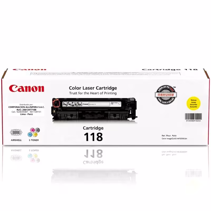 Toner Canon 118 Yellow original 2659B001 caja sellada frontal