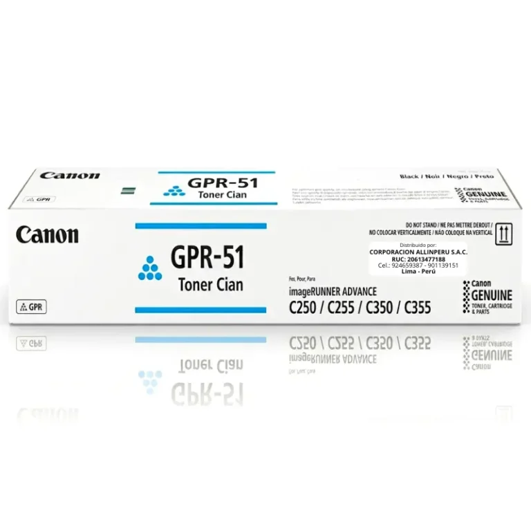 Tóner Canon GPR-51 Cyan original, vista frontal del cartucho sellado