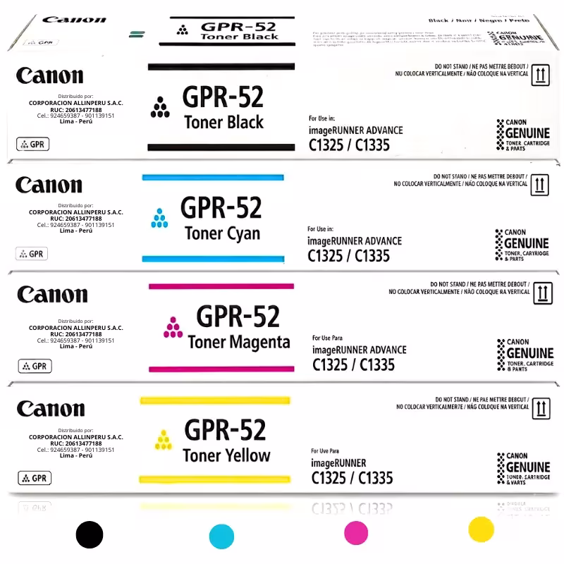 Kit tóner Canon GPR-52 original cuatro colores para imageRUNNER C1335iF