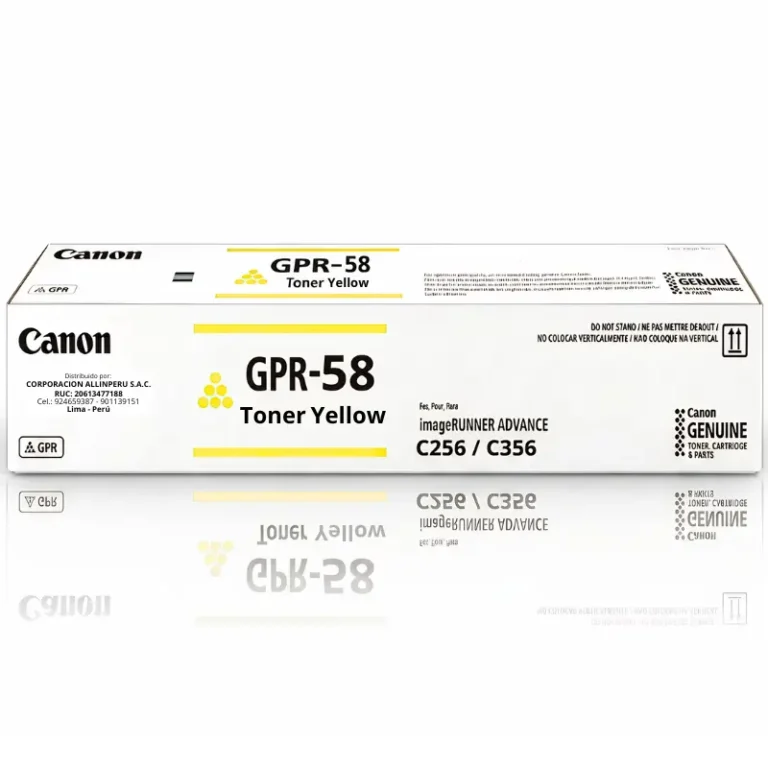 Tóner Canon GPR-58 amarillo original sellado de fábrica fondo blanco