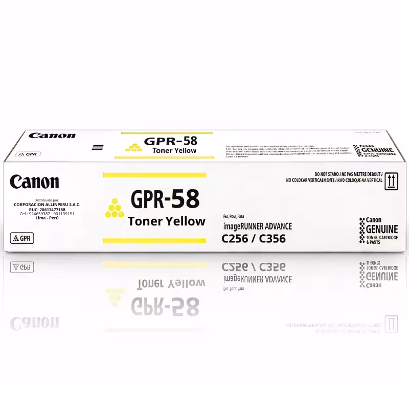 Tóner Canon GPR-58 amarillo original sellado de fábrica fondo blanco