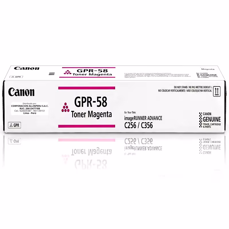 Tóner Canon GPR-58 magenta original sellado de fábrica fondo blanco