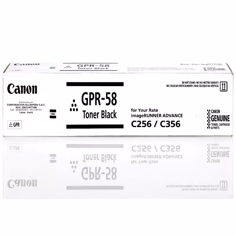 Tóner Canon GPR-58 negro original sellado de fábrica fondo blanco