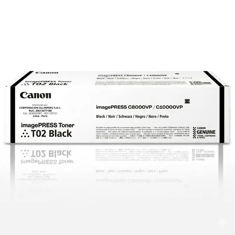 Tóner Canon T02 Negro original sellado para impresora imagePRESS