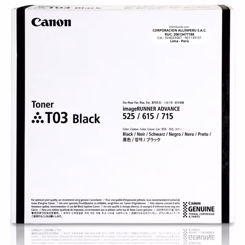 Tóner Canon T03 negro original sellado para imageRUNNER ADVANCE
