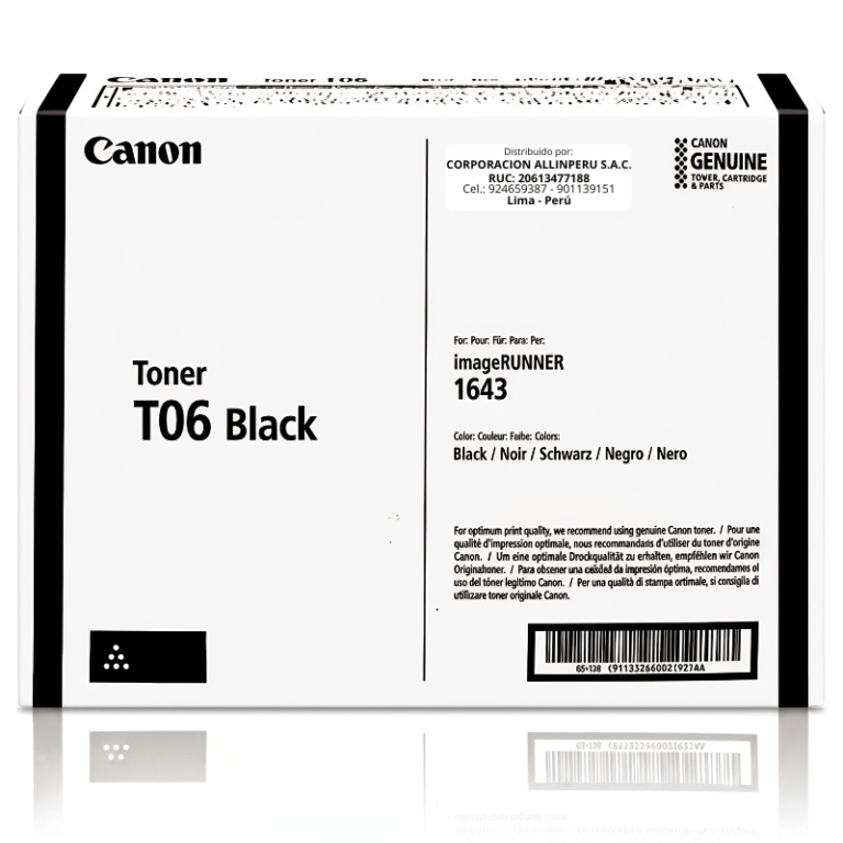Tóner Canon T06 negro original 3526C001AA vista frontal