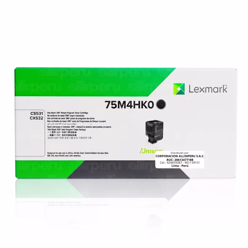 Tóner original Lexmark 75M4HK0 Negro para CS531dw y CX532adwe