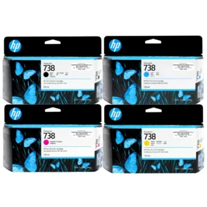 Kit tintas HP 738 130ml cuatro colores negro cyan magenta yellow DesignJet T850