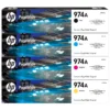 Foto de kit tinta HP 974A original cuatro cartuchos CMYK sellados