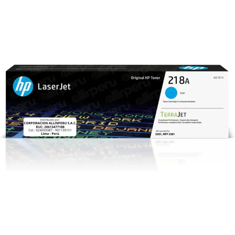 Foto de toner HP 218A cyan W2181A caja frontal original