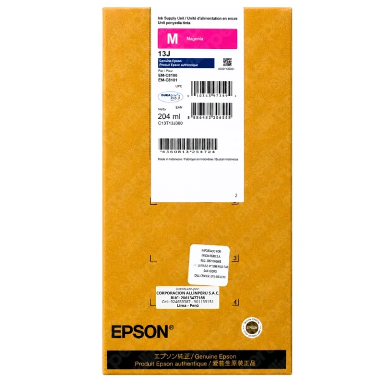 Tinta Epson T13J300 Magenta 204ml original bolsa RIPS