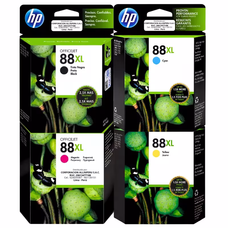 Foto de kit tinta hp 88xl 4 colores cartuchos originales