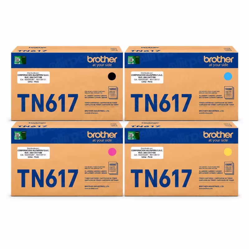 Foto de kit tóner Brother TN617 CMYK original cuatro cartuchos MFC-L8970CDW