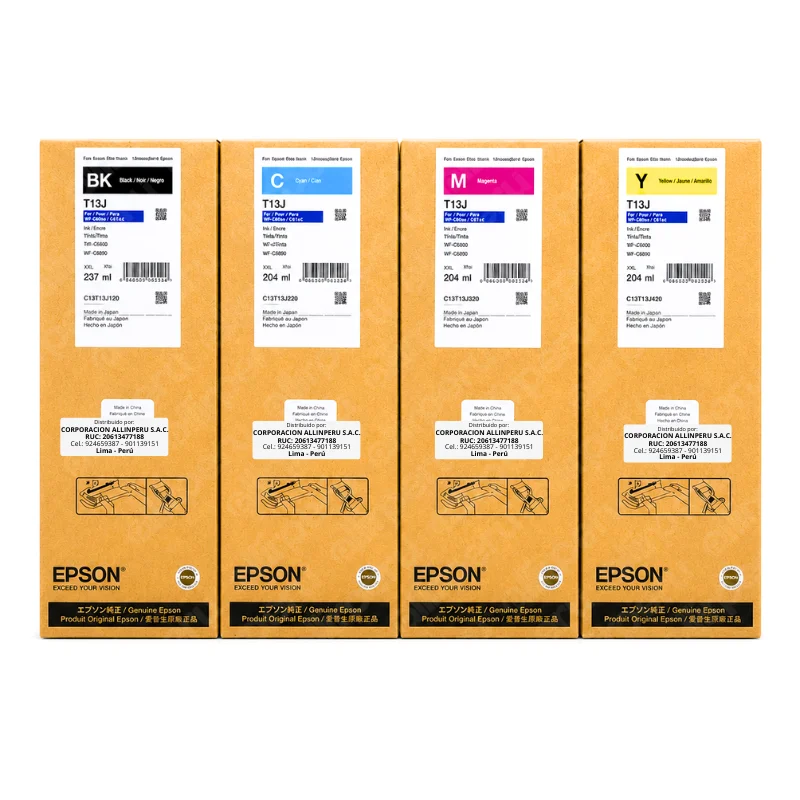 Kit de tinta Epson T13J CMYK con sus cuatro bolsas originales