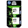 Pack tinta HP 675 negro y tricolor cartuchos originales
