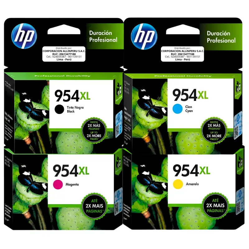 Pack Tinta HP 954XL 4 Colores Pack tinta HP 954XL 4 colores original negro cian magenta amarillo