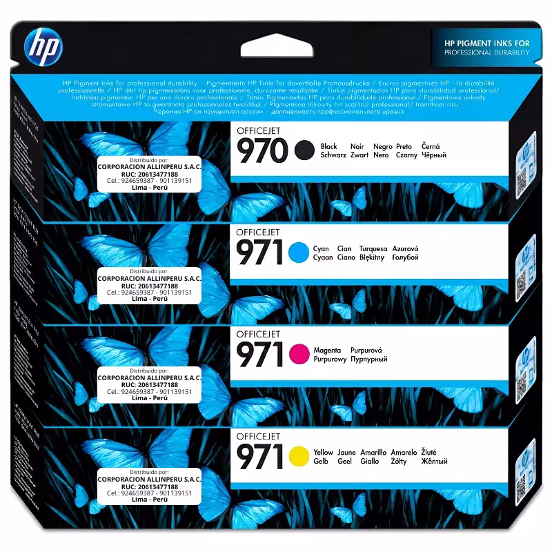 Pack tinta HP 970 971 4 colores original frontal