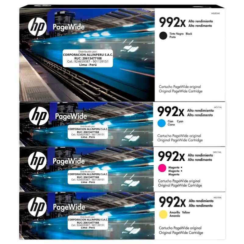 Pack tinta HP 992X CMYK cuatro cartuchos originales