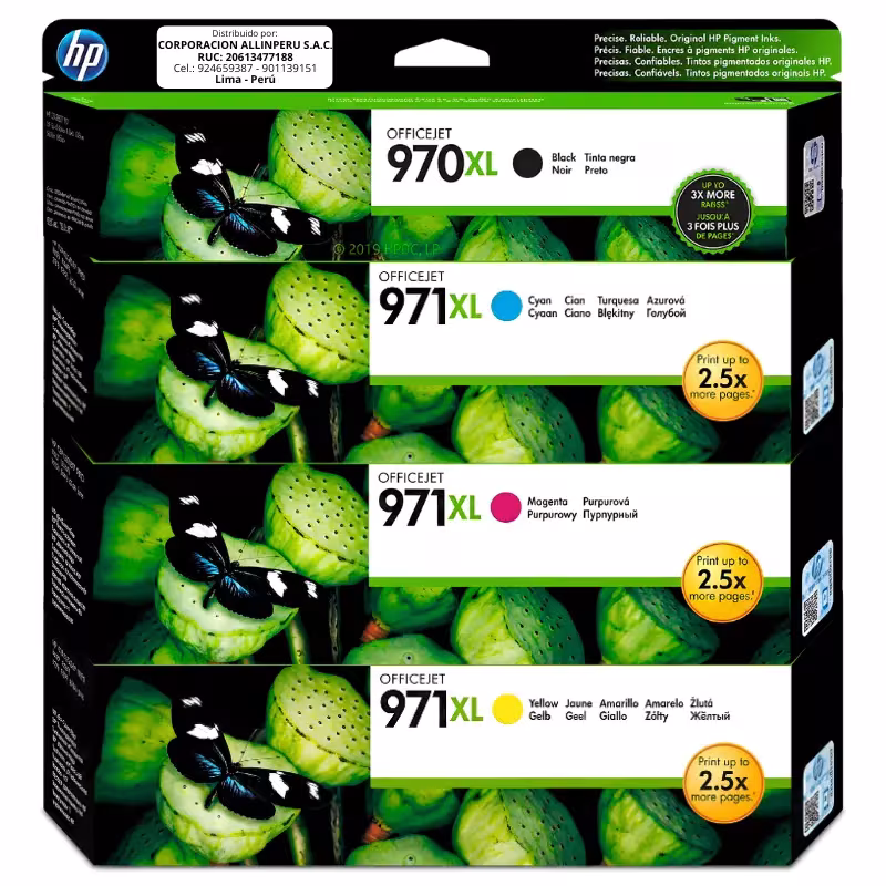 Pack tinta HP 970XL 971XL 4 colores cartuchos originales
