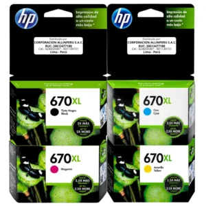 Pack tinta HP 670XL 4 colores original