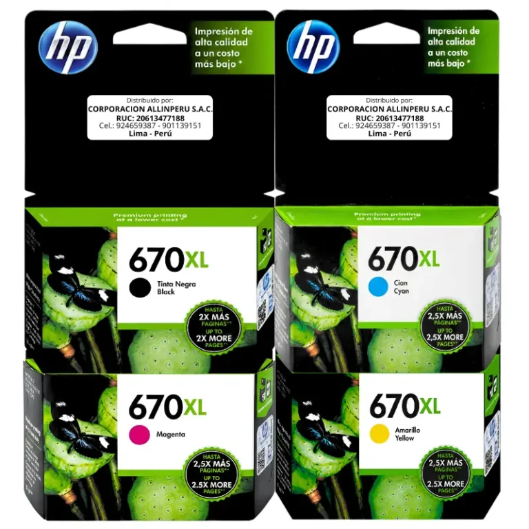 Pack tinta HP 670XL 4 colores original