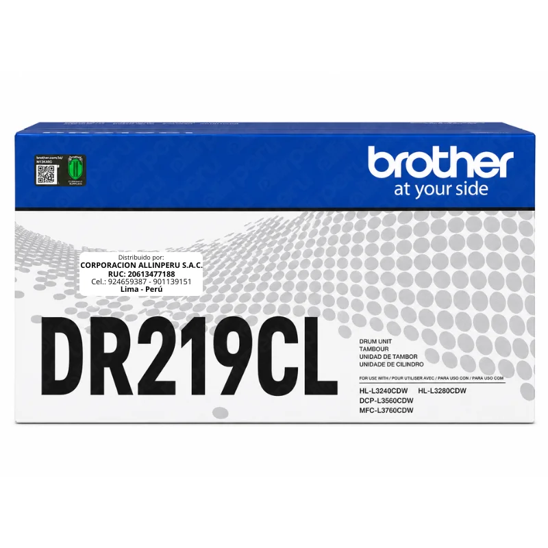 Tambor Brother DR-219CL color original frontal sobre fondo blanco