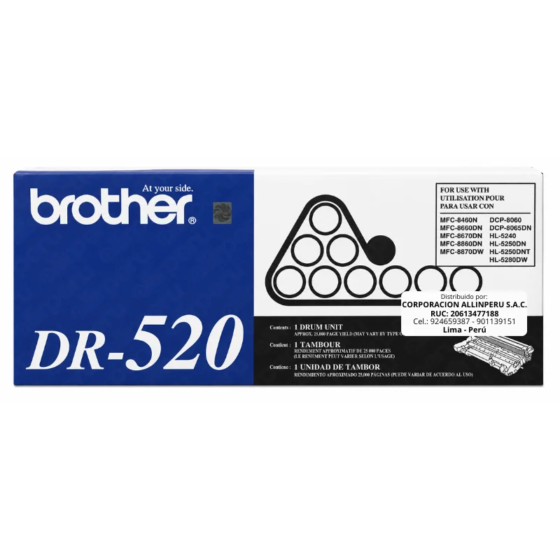 Tambor Brother DR-520 original vista frontal sobre fondo blanco