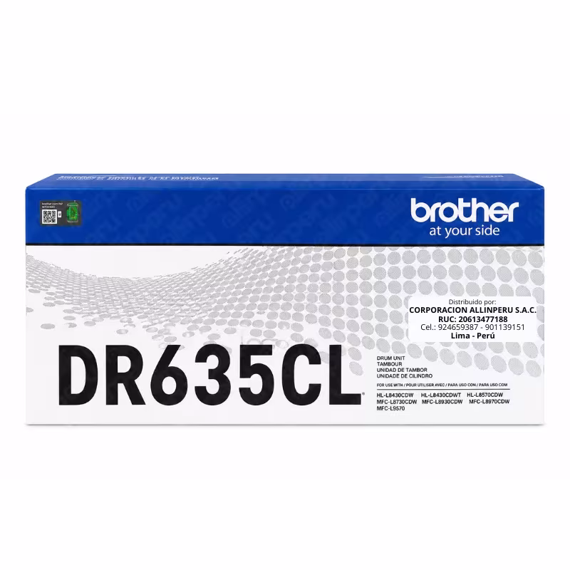Tambor Brother DR635CL original vista frontal sobre fondo blanco