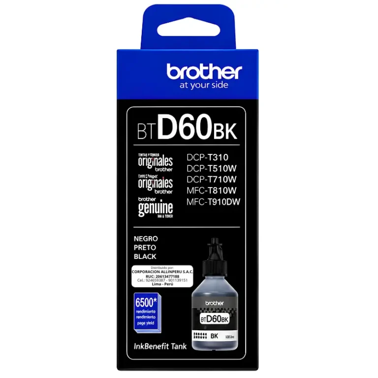 Botella de tinta Brother BTD60BK negro 108 ml original