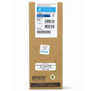 Foto de tinta Epson T12N200 Cyan 39ml original vista frontal del empaque