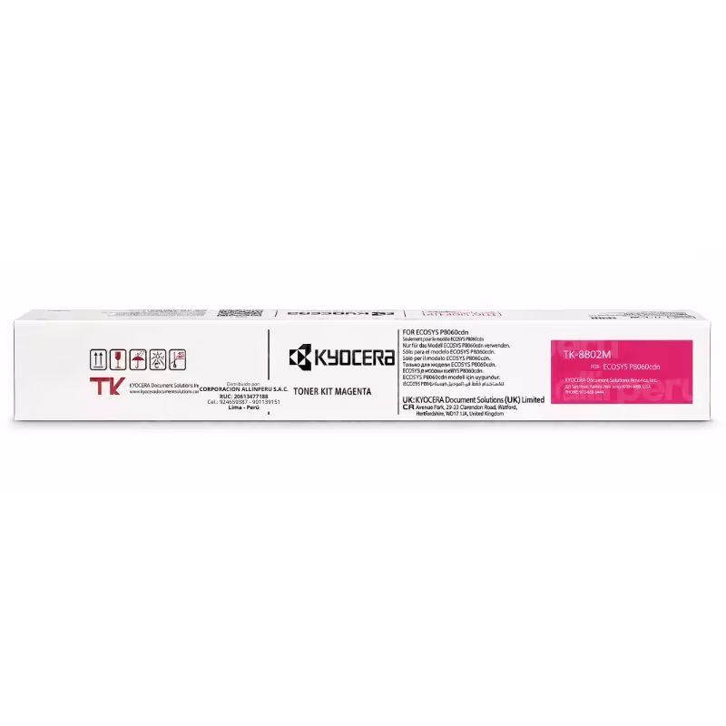 Foto de tóner Kyocera TK-8802M magenta original vista frontal