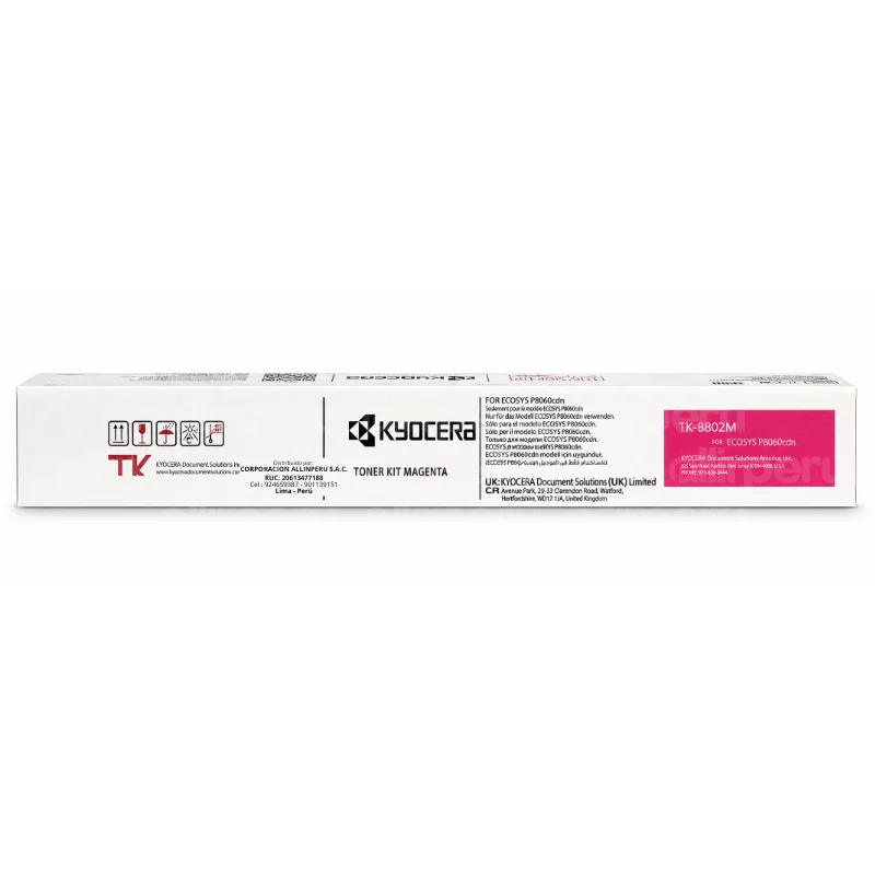 Foto de tóner Kyocera TK-8802M magenta original vista frontal