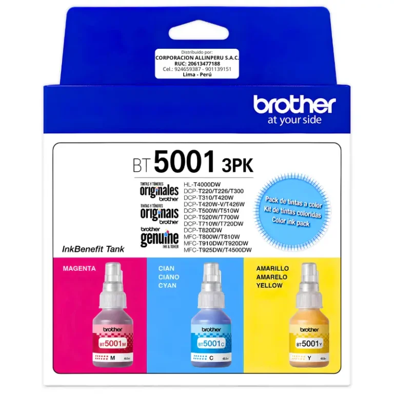 Tripack de tinta Brother BT5001 cian magenta amarillo original