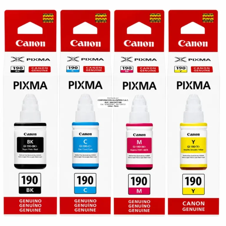 Kit tinta Canon GI-190 4 colores negro cian magenta amarillo