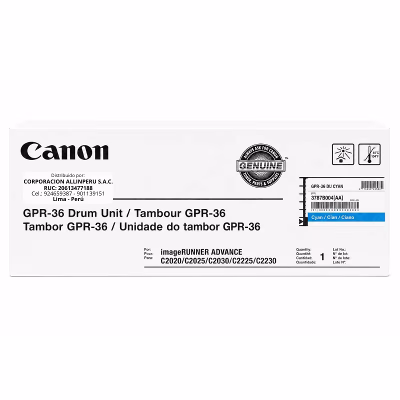 Tambor Canon GPR-36 cian 3787B004 vista frontal original