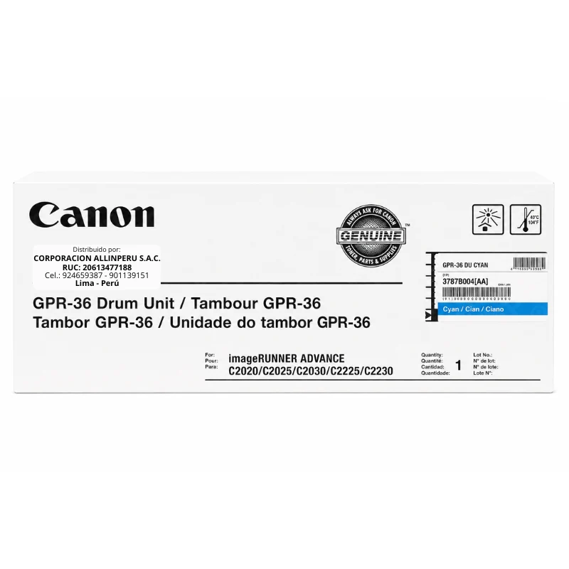 Tambor Canon GPR-36 cian 3787B004 vista frontal original