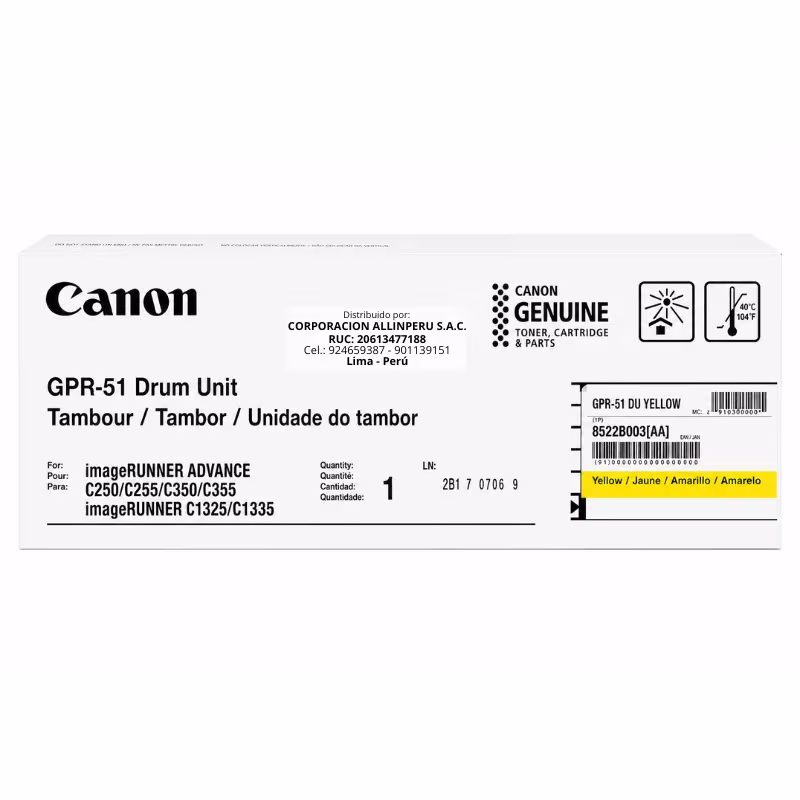 Tambor Canon GPR-51 Amarillo original 8523B003AA vista frontal