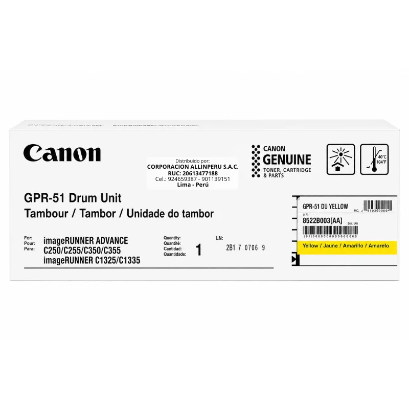 Tambor Canon GPR-51 Amarillo original 8523B003AA vista frontal