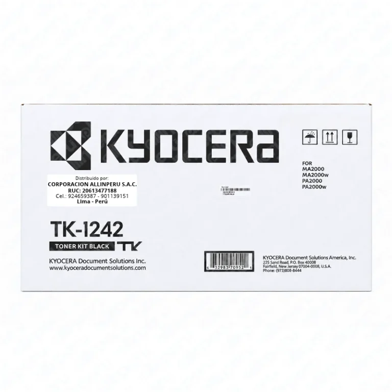 Foto de toner Kyocera TK-1242 negro original vista frontal