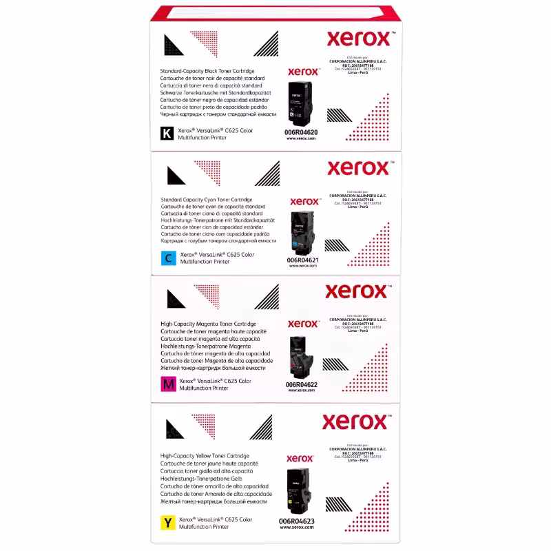 Pack toner xerox versalink c625 cmyk 4 cartuchos originales