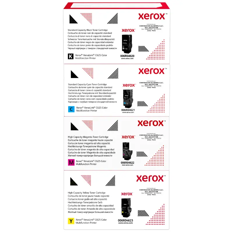 Pack toner xerox versalink c625 cmyk 4 cartuchos originales